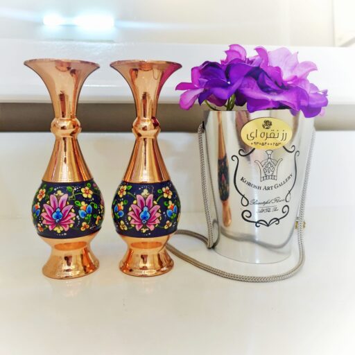 گلدان مس و پرداز ارتفاع 16