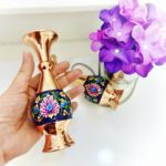 گلدان مس و پرداز ارتفاع 16