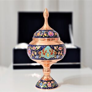 شکلات خوری نگارستان نیلی مدل مس و پرداز ارتفاع 29 کد gold29 به همراه جعبه فانتزی