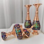 ست گلدان ارتفاع 30 و شکلات خوری ارتفاع 28 مسی مدل پرداز