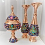 ست گلدان ارتفاع 30 و شکلات خوری ارتفاع 28 مسی مدل پرداز