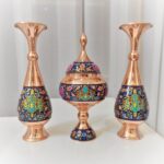 ست گلدان ارتفاع 30 و شکلات خوری ارتفاع 28 مسی مدل پرداز