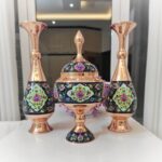 ست گلدان ارتفاع 30 و شکلات خوری ارتفاع 28 مسی مدل پرداز