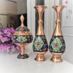 ست گلدان ارتفاع 30 و شکلات خوری ارتفاع 28 مسی مدل پرداز