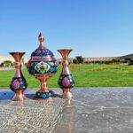 ست 3 تکه گلدان و شکلات خوری مس و پرداز کد 1623