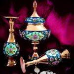 ست 3 تکه گلدان و شکلات خوری مس و پرداز کد 1716