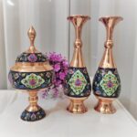 ست گلدان ارتفاع 30 و شکلات خوری ارتفاع 28 مسی مدل پرداز