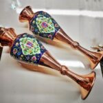 گلدان مسی ارتفاع 30 طرح پرداز