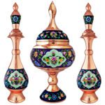 ست تنگ و شکلات خوری مسی و پرداز طرح ترنج