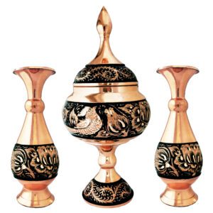 ست 3 تکه گلدان و شکلات خوری الماس تراش کد 1623