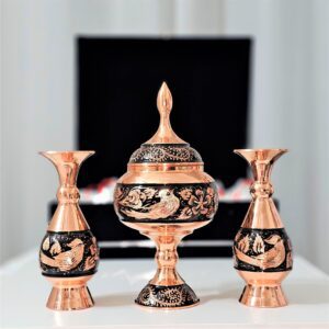 ست 3 تکه گلدان و شکلات خوری نگارستان نیلی مدل الماس تراش کد JR1623