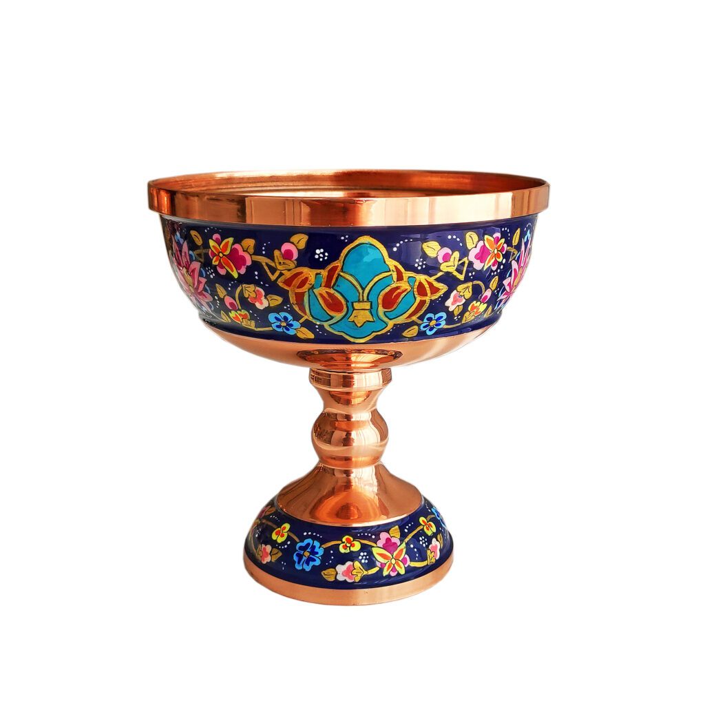 آجیل خوری ،کاسه پایه دار مسی مدل پرداز کد gold15