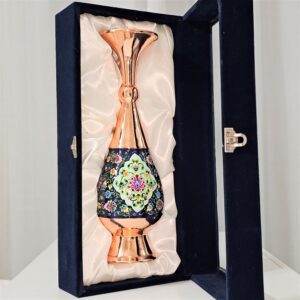 گلدان نگارستان نیلی مدل مس و پرداز ارتفاع 30 به همراه جعبه فانتزی