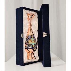 گلدان نگارستان نیلی مدل  مس و پرداز ارتفاع 30 کد gold30 به همراه جعبه فانتزی