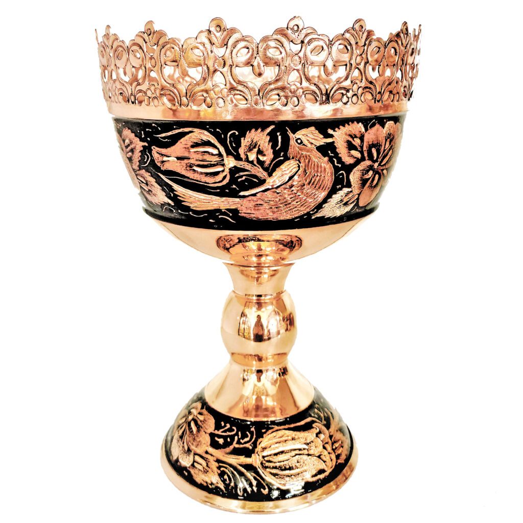 آجیل خوری مسی مدل الماس تراش ارتفاع 30