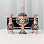 ست 3 تکه گلدان و شکلات خوری مس و پرداز کد 1623-JR