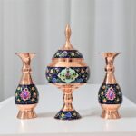 ست 3 تکه گلدان و شکلات خوری مس و پرداز کد 1623-JR