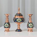 ست 3 تکه گلدان و شکلات خوری مس و پرداز کد JR-toranj1623