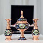 ست 3 تکه گلدان و شکلات خوری مس و پرداز کد JR-toranj1623