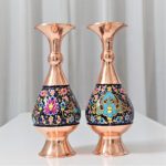گلدان مس و پرداز ارتفاع 20 مجموعه دو عددی به همراه جعبه فانتزی