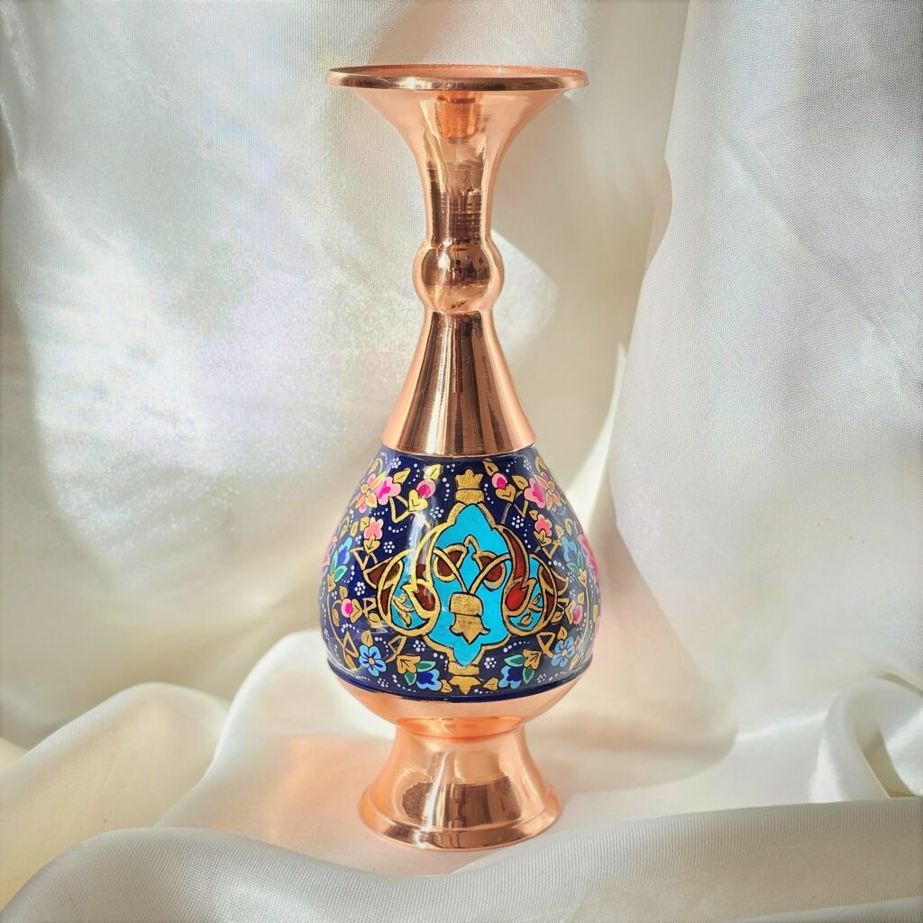 گلدان مس و پرداز ارتفاع 20 کد gold20 به همراه جعبه فانتزی