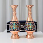 گلدان مس و پرداز ارتفاع 25 کد gold25 مجموعه دو عددی به همراه جعبه فانتزی