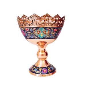 آجیل خوری نگارستان نیلی مدل مس و پرداز  ارتفاع 21 کد gold21