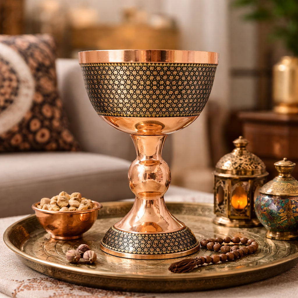 سنگاب خاتم کاری مسی ارتفاع29