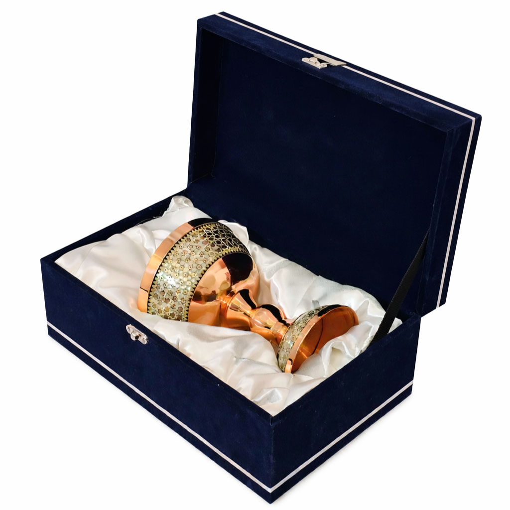 پک هدیه صنایع دستی نگارستان نیلی مدل مس و خاتم و ترمه کد 17