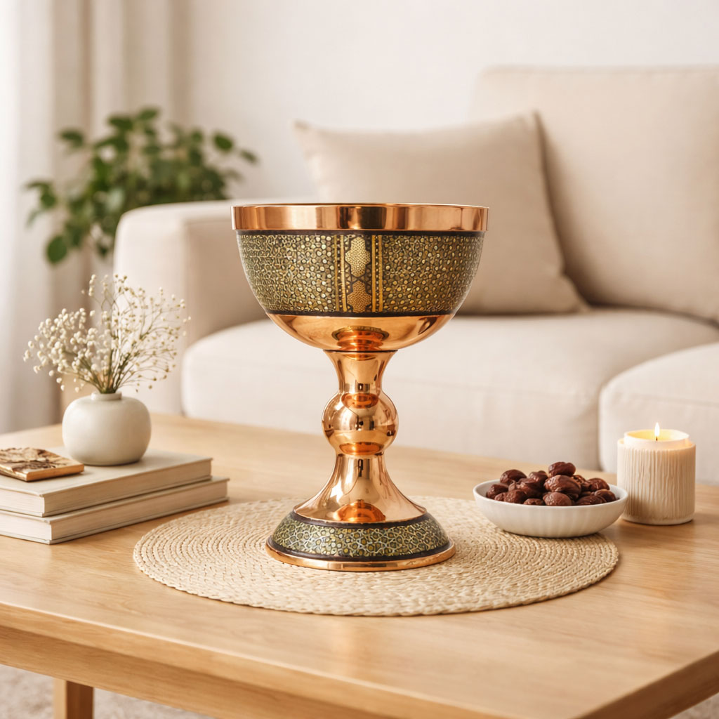 سنگاب خاتم کاری مسی ارتفاع29